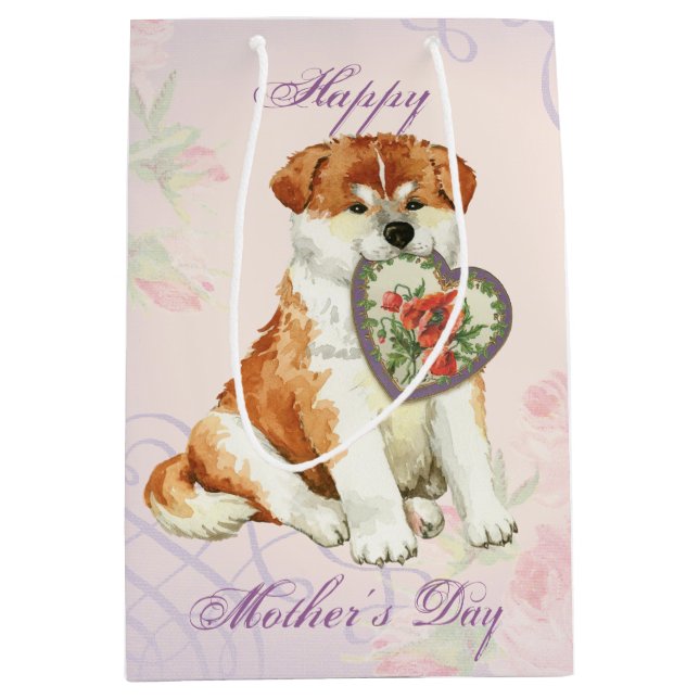 Akita Heart Mum Medium Gift Bag (Front)