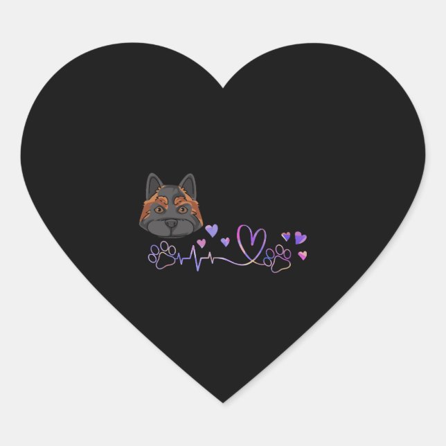 Akita Heartbeat Heart Sticker (Front)