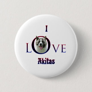 Akita I Love 6 Cm Round Badge
