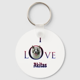 Akita I Love Key Ring