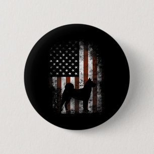 Akita Inu American Flag Patriotic 4th Of July  6 Cm Round Badge