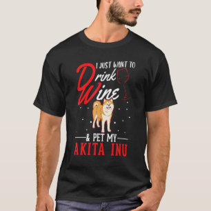 Akita Inu And Wine T-Shirt