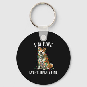 Akita Inu Christmas I'm Fine Everything Is Fine  Key Ring