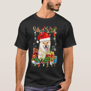 Akita Inu Christmas Tee Reindeer Christmas Lights 
