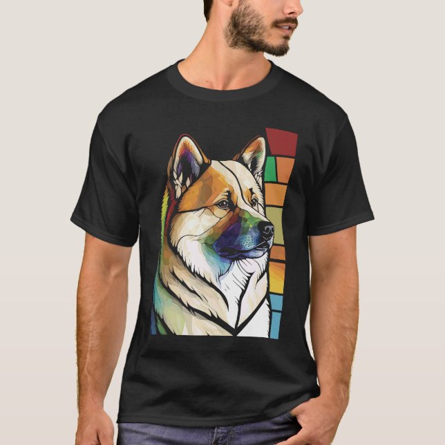 Akita Inu  Colorful Stained Glass Pop T-Shirt (Front)