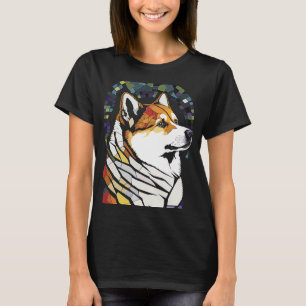Akita Inu Colourful Stained Glass Pop 1 T-Shirt