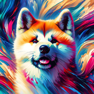 Akita Inu Dog Acrylic Print Colourful Vibrant Jigsaw Puzzle