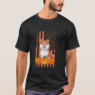 Akita Inu Dog American Flag Patriotic Halloween Co T-Shirt