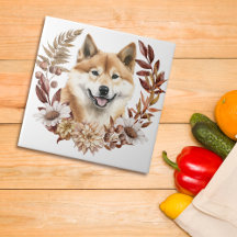 Akita Inu Dog Autumn Wreath