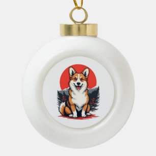 Akita Inu Dog Ceramic Ball Christmas Ornament