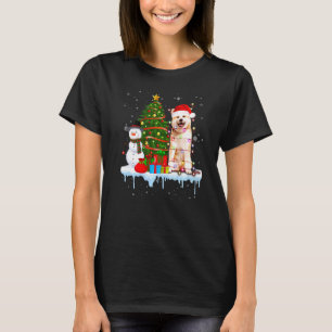 Akita Inu Dog Costume Santa Lights Hat In Snow Chr T-Shirt