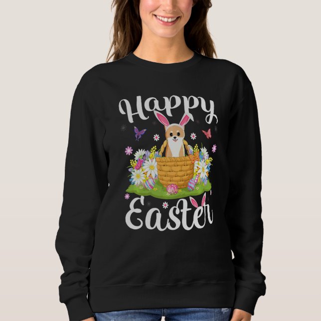 Akita Inu Dog Easter Egg Hunt Floral Akita Inu Eas Sweatshirt (Front)