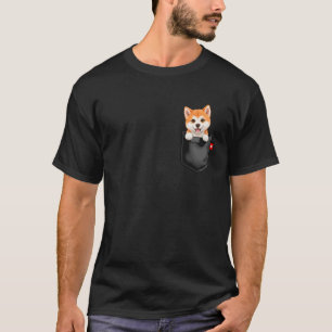 Akita Inu Dog in Pocket Peeking Cute Puppy Dog   2 T-Shirt
