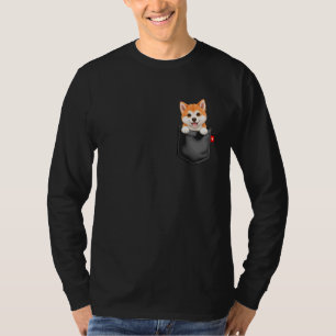 Akita Inu Dog in Pocket Peeking Cute Puppy Dog   2 T-Shirt