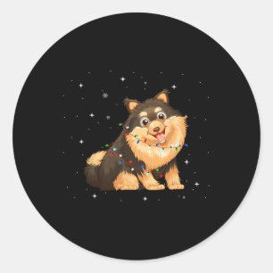 Akita Inu Dog Xmas Lights Santa Christmas  Classic Round Sticker