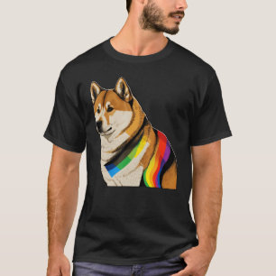 Akita Inu Gay Pride Dog LGBT Rainbow Flag on Akita T-Shirt