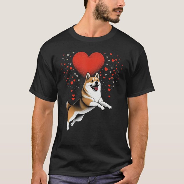 Akita Inu Love Heart for Valentines Day on Akita I T-Shirt (Front)