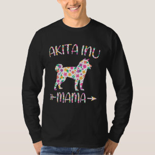 Akita Inu Mama Floral Dog Mom Mothers Day T-Shirt
