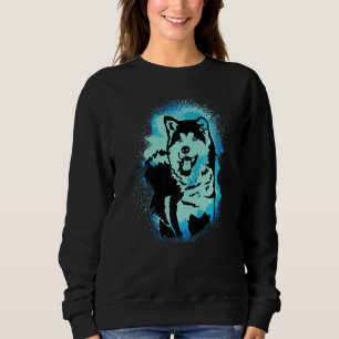 Akita Inu Paint Blue Design Dog Mom Dad Premium Sweatshirt