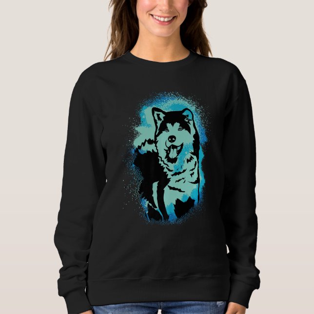 Akita Inu Paint Blue Design Dog Mom Dad Premium Sweatshirt (Front)