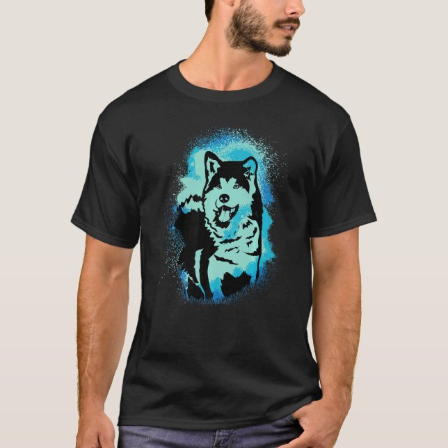 Akita Inu Paint Blue Design Dog Mom Dad Premium T-Shirt (Front)