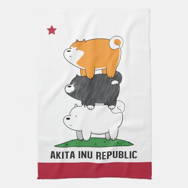 Akita Inu Republic Tea Towel (Vertical)