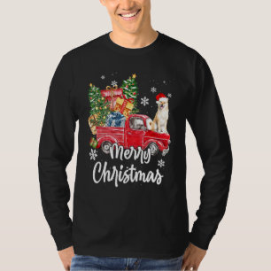 Akita Inu Ride Red Truck Merry Christmas Pajama T-Shirt