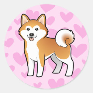 Akita Inu / Shiba Inu Love Classic Round Sticker