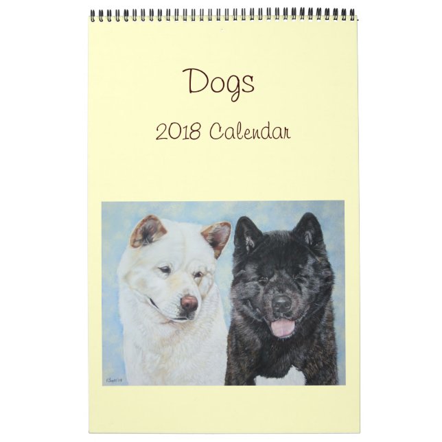 akita labrador collie dog portrait art 2018 calendar (Cover)