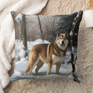 Akita Let It Snow Christmas Cushion