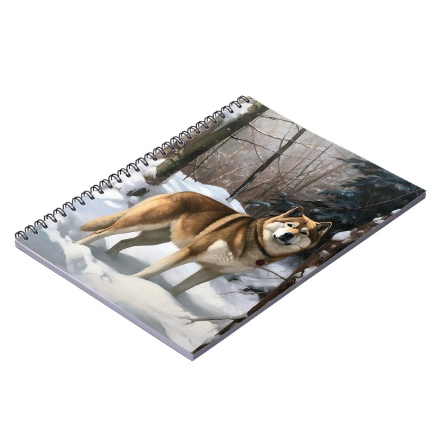 Akita Let It Snow Christmas  Notebook (Left Side)