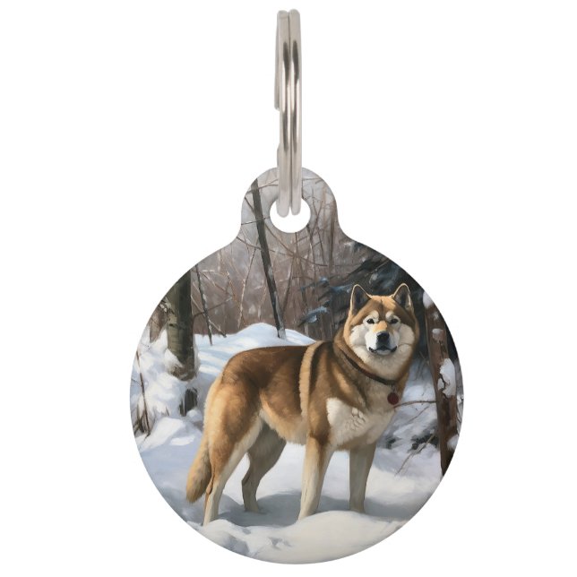 Akita Let It Snow Christmas  Pet Tag (Front)