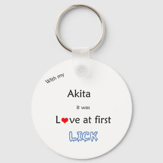 Akita Love at First Lick Keychain