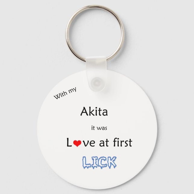 Akita Love at First Lick Keychain (Front)