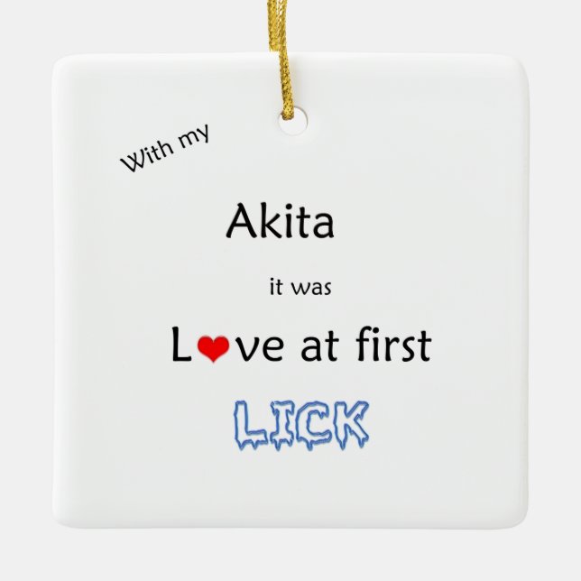 Akita Love Lick Ornament (Front)