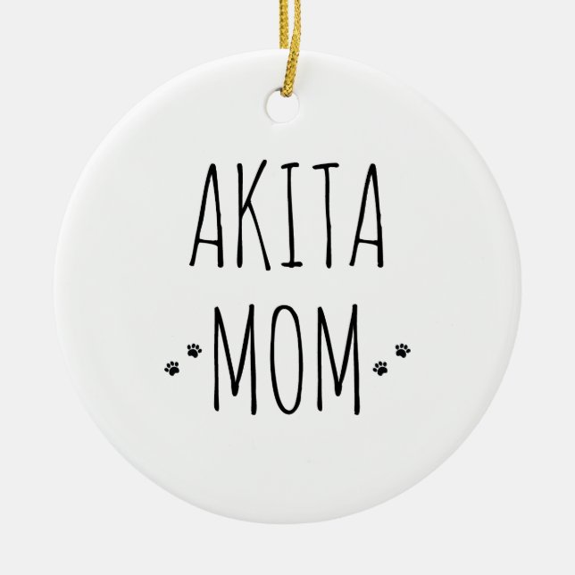 Akita Mom Ceramic Tree Decoration (Front)