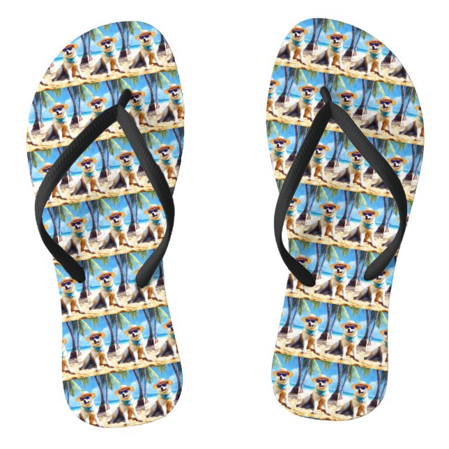 Akita on Beach, summer gift for dog lovers Gift Ta Jandals (Footbed)