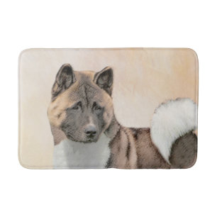 Akita Painting - Cute Original Dog Art Bath Mat