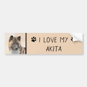 Akita Painting - Cute Original Dog Art Bumper Sticker