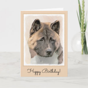 Akita Painting - Cute Original Dog Art Card