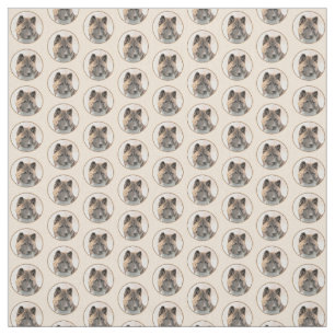 Akita Painting - Cute Original Dog Art Fabric