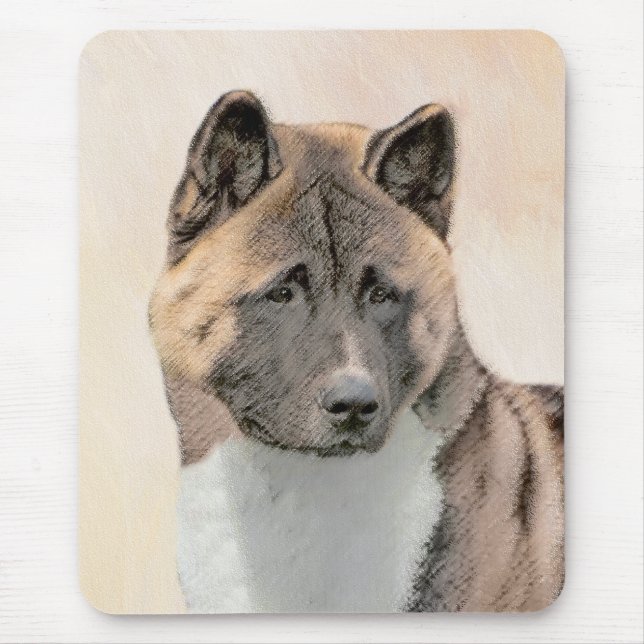 Akita Painting - Cute Original Dog Art Mouse Pad (Front)