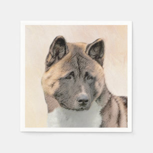 Akita Painting - Cute Original Dog Art Napkin