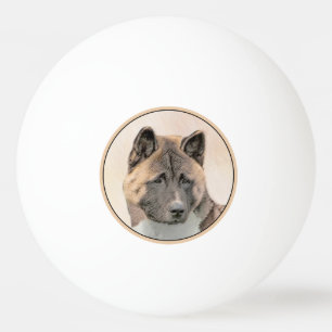 Akita Painting - Cute Original Dog Art Ping Pong Ball