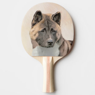 Akita Painting - Cute Original Dog Art Ping Pong Paddle