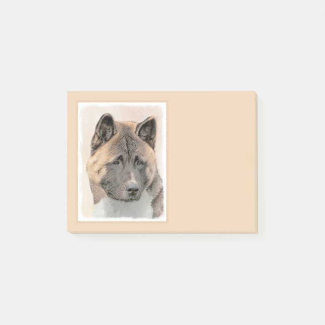 Akita Painting - Cute Original Dog Art Post-it Notes (Front)