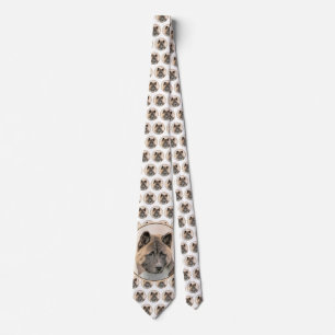 Akita Painting - Cute Original Dog Art Tie