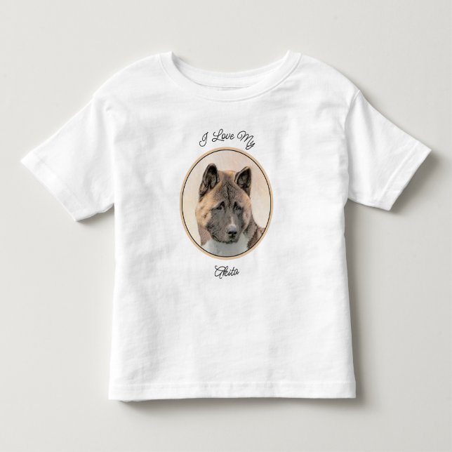 Akita Painting - Cute Original Dog Art Toddler T-Shirt (Front)