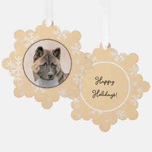 Akita Painting - Cute Original Dog Art Tree Decoration Card
