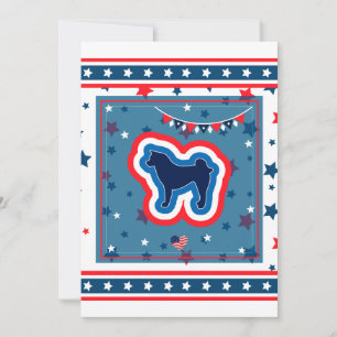 Akita Patriotic Red White And Blue 4th of July Holiday Card